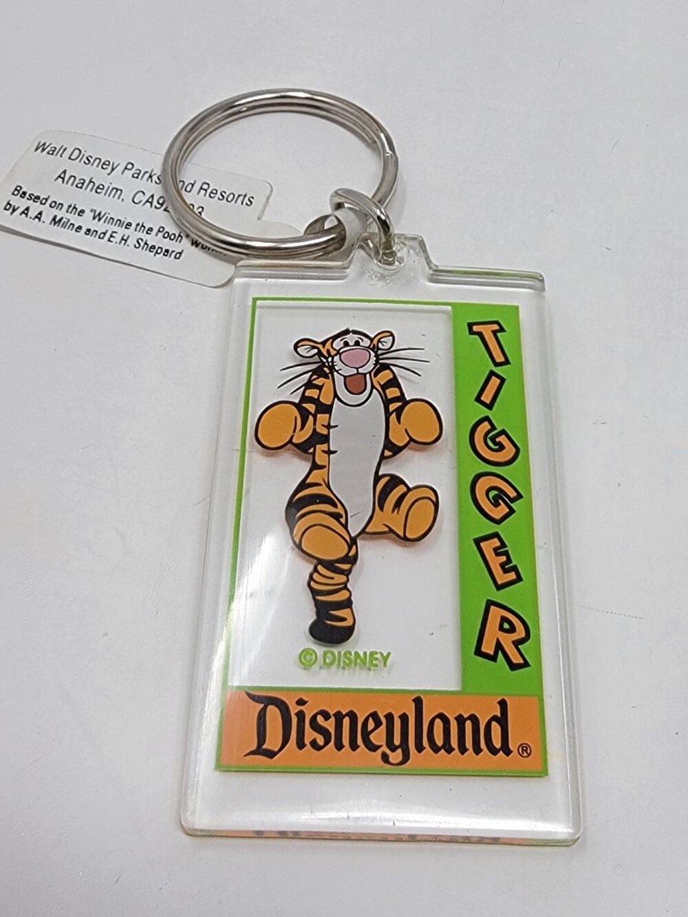 Vintage Disneyland Tigger Acrylic Keychain with Tag